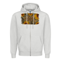 Dove Grey Camouflage Leopard Sunflower Background Zipper Hoodie - Jasminsmagicworld