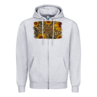 Heather Grey Camouflage Leopard Sunflower Background Zipper Hoodie - Jasminsmagicworld