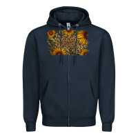 Navy Camouflage Leopard Sunflower Background Zipper Hoodie - Jasminsmagicworld