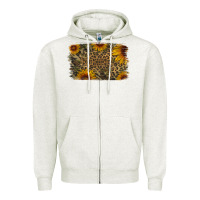 Oatmeal Heather Camouflage Leopard Sunflower Background Zipper Hoodie - Jasminsmagicworld