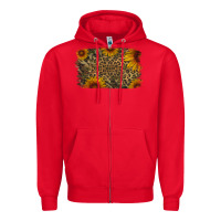 Red Camouflage Leopard Sunflower Background Zipper Hoodie - Jasminsmagicworld