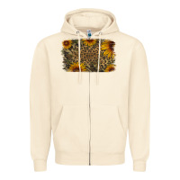 Sandshell Camouflage Leopard Sunflower Background Zipper Hoodie - Jasminsmagicworld