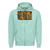 Seafoam Camouflage Leopard Sunflower Background Zipper Hoodie - Jasminsmagicworld