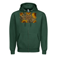 Sports Green Camouflage Leopard Sunflower Background Zipper Hoodie - Jasminsmagicworld