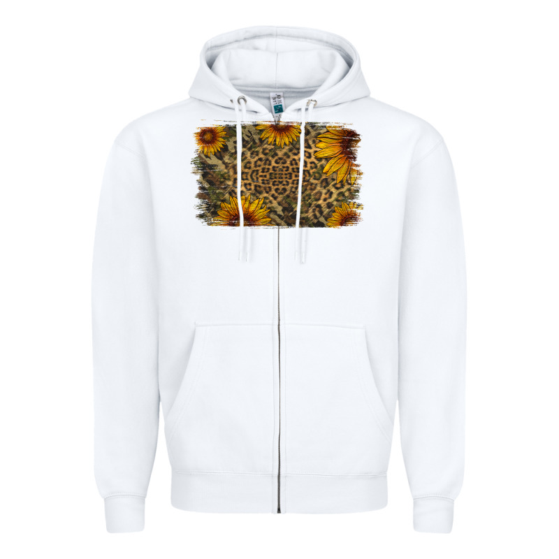 Camouflage Leopard Sunflower Background Zipper Hoodie by Jasminsmagicworld | Teevron