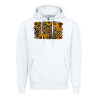 White Camouflage Leopard Sunflower Background Zipper Hoodie - Jasminsmagicworld