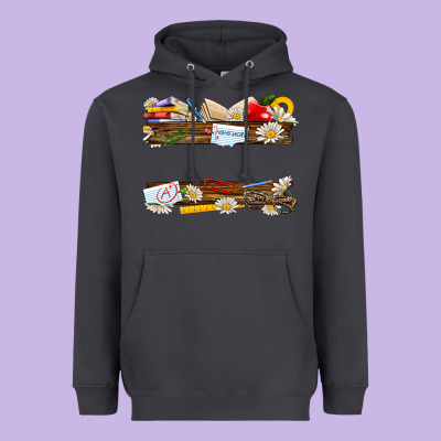 Floral Teacher Custom Name Heavyweight Hoodie Designed By Nancycooperartshop