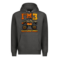 Charcoal Heather i'm three this is how i roll monster truck birthday Premium Hoodie - Jasminsmagicworld