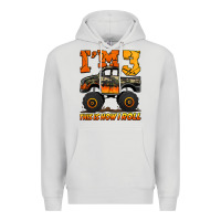 Dove Grey i'm three this is how i roll monster truck birthday Premium Hoodie - Jasminsmagicworld