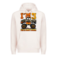 Pale Pink i'm three this is how i roll monster truck birthday Premium Hoodie - Jasminsmagicworld