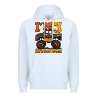 White i'm three this is how i roll monster truck birthday Premium Hoodie - Jasminsmagicworld