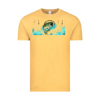 Vintage Mustard jumping bass fishing 16oz libbey cup Vintage Tee - HRA Design Shop