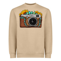 Mushroom Sunflower Gemstone Vintage Camera Heavyweight Sweatshirt - FaDigitalArtStudio