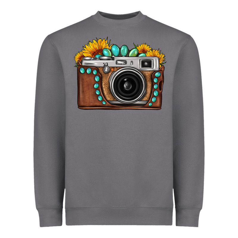 Sunflower Gemstone Vintage Camera Heavyweight Sweatshirt by FaDigitalArtStudio | Teevron