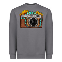 Storm Sunflower Gemstone Vintage Camera Heavyweight Sweatshirt - FaDigitalArtStudio