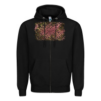 Black Camouflage Pink Leopard Background Zipper Hoodie - Jasminsmagicworld