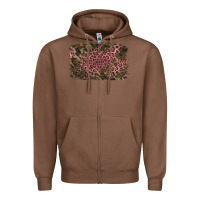 Chestnut Camouflage Pink Leopard Background Zipper Hoodie - Jasminsmagicworld