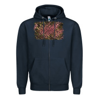 Navy Camouflage Pink Leopard Background Zipper Hoodie - Jasminsmagicworld