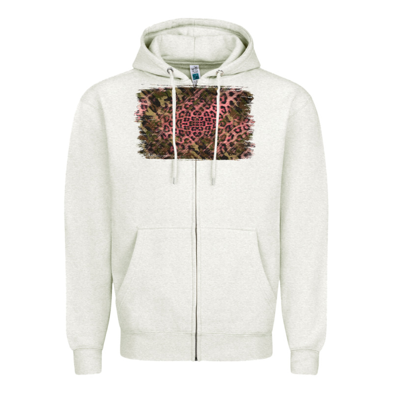 Camouflage Pink Leopard Background Zipper Hoodie by Jasminsmagicworld | Teevron