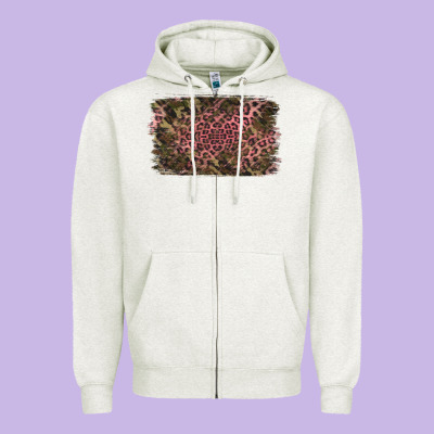 Camouflage Pink Leopard Background Zipper Hoodie Designed By Jasminsmagicworld