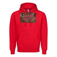 Red Camouflage Pink Leopard Background Zipper Hoodie - Jasminsmagicworld
