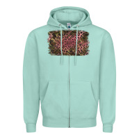 Seafoam Camouflage Pink Leopard Background Zipper Hoodie - Jasminsmagicworld