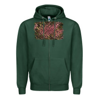 Sports Green Camouflage Pink Leopard Background Zipper Hoodie - Jasminsmagicworld
