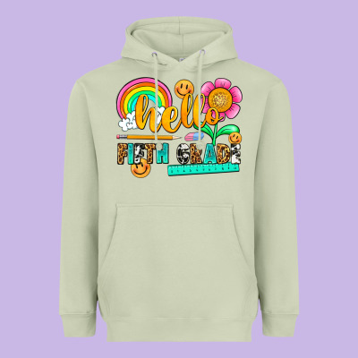 Hello Fifth Grade Heavyweight Hoodie Designed By Nancycooperartshop