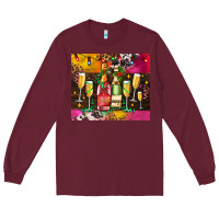 Burgundy Christmas champagne bottles and Long Sleeve Tee - AdoDesignShop