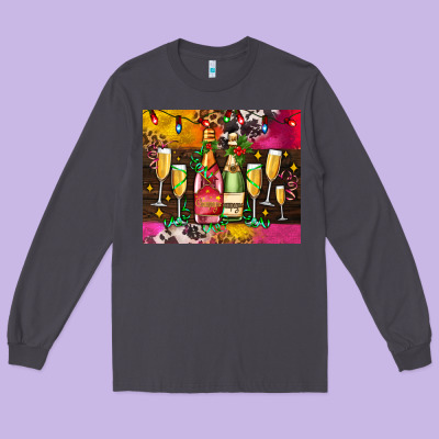 Christmas Champagne Bottles And Long Sleeve Tee Designed By Adodesignshop