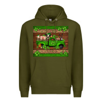 Army Green st Patricks farm animals truck Premium Hoodie - Jasminsmagicworld