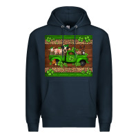 Navy st Patricks farm animals truck Premium Hoodie - Jasminsmagicworld