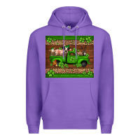Purple st Patricks farm animals truck Premium Hoodie - Jasminsmagicworld
