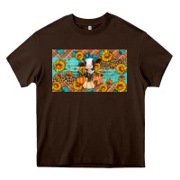 Chocolate Brown Fall cow Heavy Core Tee - Artiststas