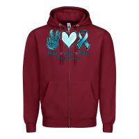 Burgundy Peace Love Cure Ovarian Cancer Zipper Hoodie - Jasminsmagicworld