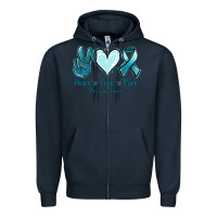 Navy Peace Love Cure Ovarian Cancer Zipper Hoodie - Jasminsmagicworld