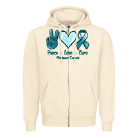 Sandshell Peace Love Cure Ovarian Cancer Zipper Hoodie - Jasminsmagicworld