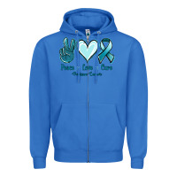Peace Love Cure Ovarian Cancer Zipper Hoodie | Teevron