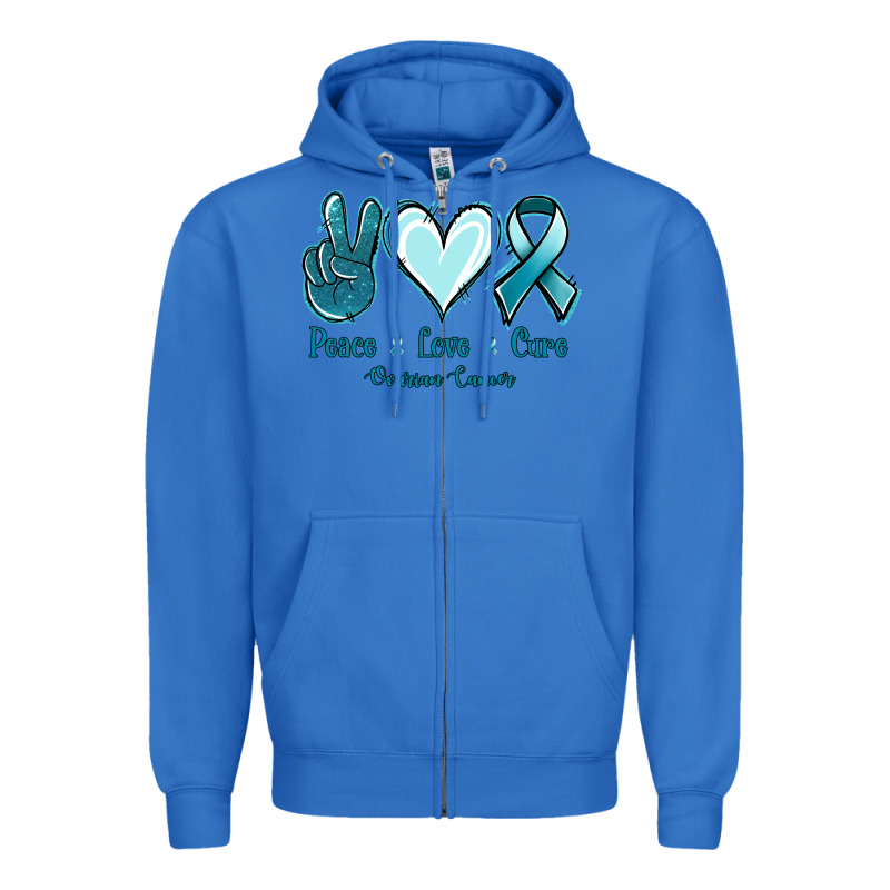 Peace Love Cure Ovarian Cancer Zipper Hoodie by Jasminsmagicworld | Teevron