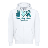 White Peace Love Cure Ovarian Cancer Zipper Hoodie - Jasminsmagicworld
