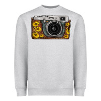 Heather Grey sunflower leopard vintage camera Heavyweight Sweatshirt - FaDigitalArtStudio