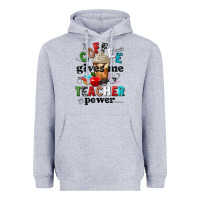 Heather Grey coffee gives me teacher power Heavyweight Hoodie - NancyCooperArtShop