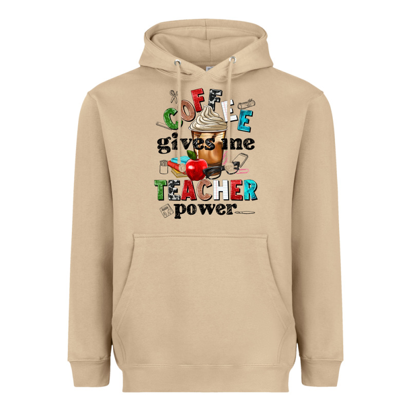 Coffee Gives Me Teacher Power Heavyweight Hoodie by NancyCooperArtShop | Teevron