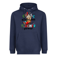 Navy coffee gives me teacher power Heavyweight Hoodie - NancyCooperArtShop