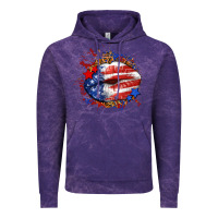 Cloud Purple Leopard American flag lips Vintage Hoodie - Neo Western