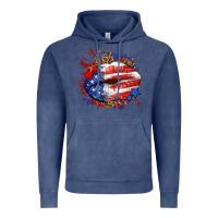 Vintage Denim Leopard American flag lips Vintage Hoodie - Neo Western