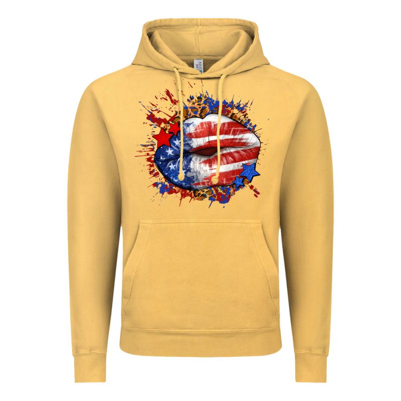 Leopard American Flag Lips Vintage Hoodie by Neo Western | Teevron