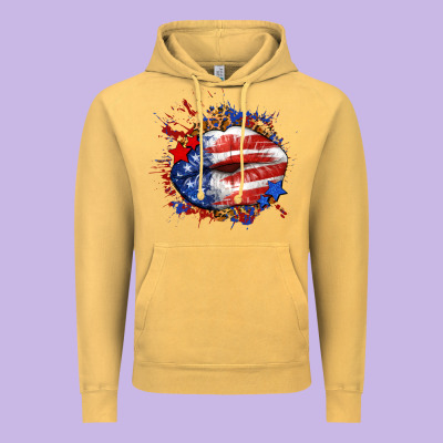 Leopard American Flag Lips Vintage Hoodie Designed By Neo Western