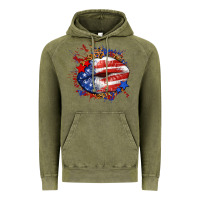 Vintage Olive Leopard American flag lips Vintage Hoodie - Neo Western