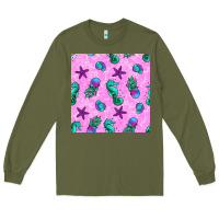 Army Green summer ocean seamless pattern Long Sleeve Tee - BundleAndBundleShop